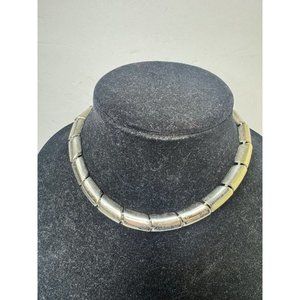 Stunning Monet silver tone bar link choker necklace